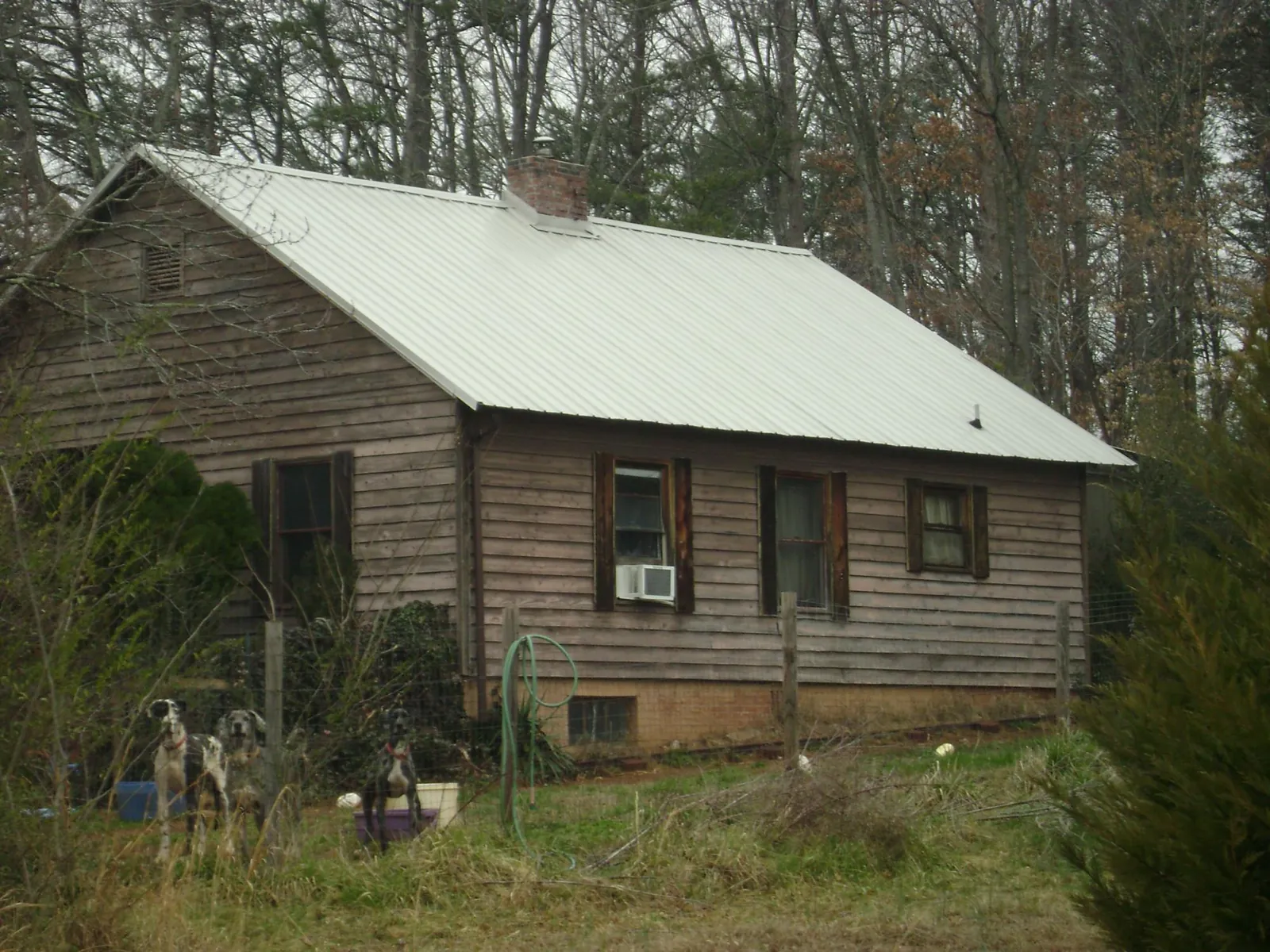 White metal roof on an old wood sided farmhouse, from a Asphalt Shingle Roof Repair job in Oldenburg